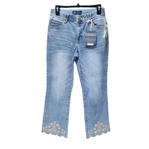 Democracy Jeans Itty Bitty Flare Cropped Die Cut High Rise Ab Solution Blue 4